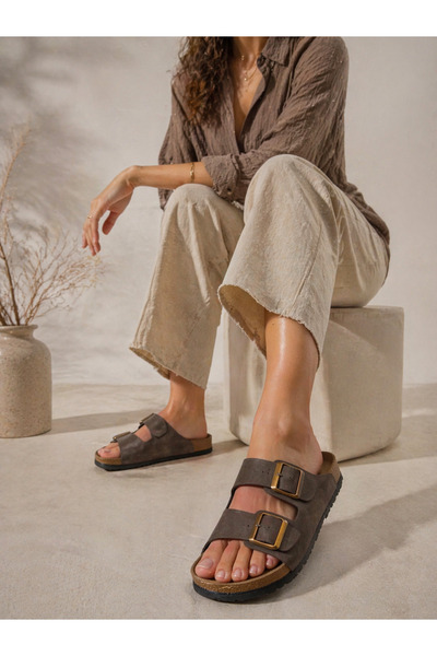 infinite8 Γυναικείες άνετες καθημερινές παντόφλες με διπλή πόρπη και ορθοπεδι...