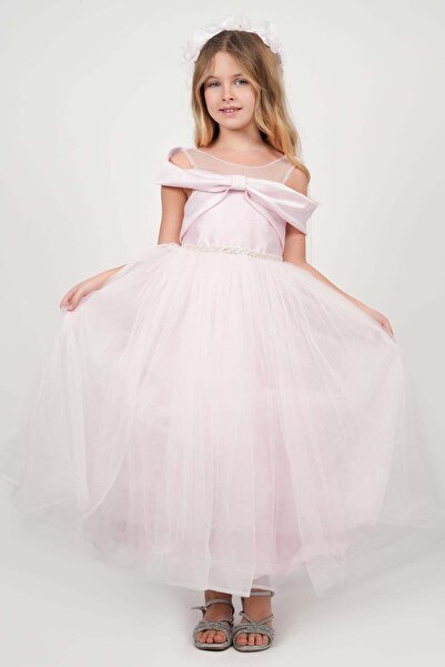 MONİTA Βραδινό φόρεμα για κορίτσια με φιόγκο στην πλάτη, λουλουδάτο στέμμα κα...