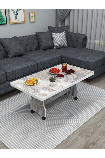 Renlife TEKERLEKLİ ORTA SEHPA 60X100CM ÇALIŞMA MASASI BALKON MASASI MDF