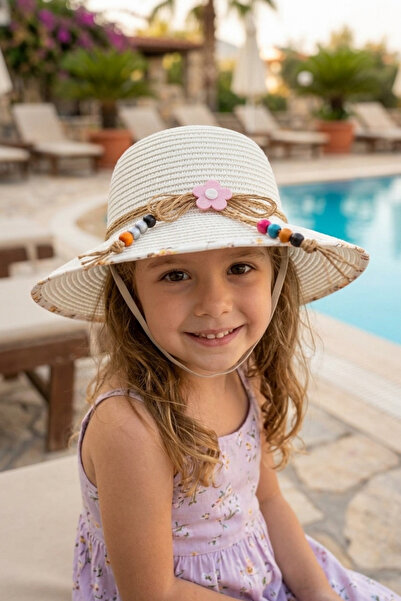 LAGRANZE Ψάθινο καπέλο για κορίτσια MINI FLORA 4-10 ετών