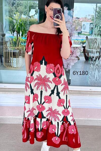 İnce Topuk Φόρεμα Μαντόνα Γιακάς Βισκόζης 6y180