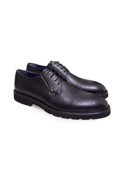FRANCO CALVANI Black Color Lace-Up Genuine Leather Men's Shoes