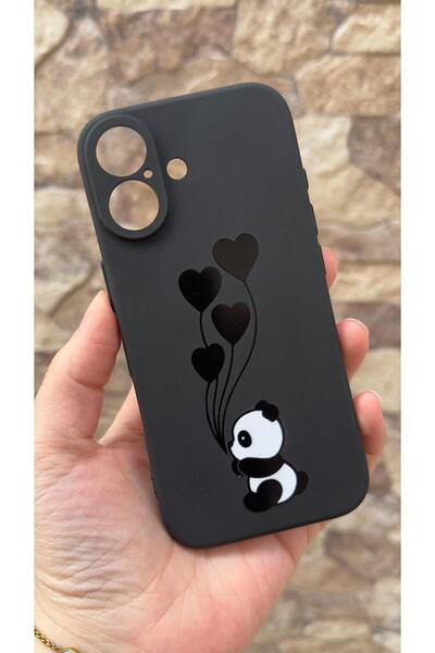 Vip Case iPhone 17 Uyumlu Kalpli Panda Desenli Silikon Darbe Emici Klasik Kor...
