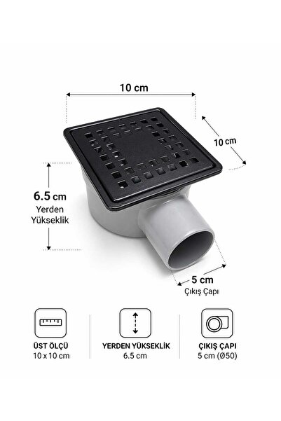 aquaflowsuzgecpro Aquaflow SüzgeçPro 10x10 Mat Siyah Yer Süzgeci | Duş Gideri...