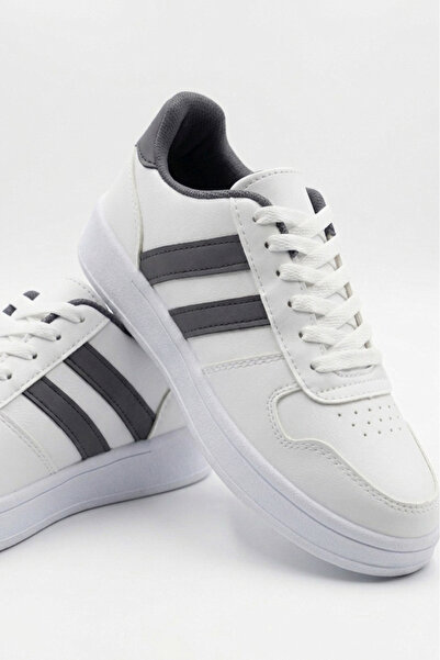 TOFİSA Γυναικεία αθλητικά παπούτσια από συνθετικό δέρμα σε λευκό-καπνιστό χρώ...