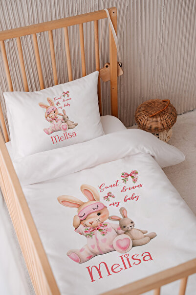 Lilabio %100 Pamuk Saten İsme Özel 100x150 Bebek Yatak Nevresim Seti Uykucu T...