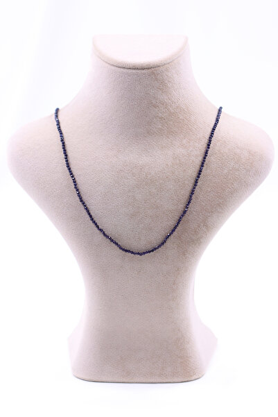 SAURACHI Dark Blue Star Stone Necklace Natural Stone Faceted Cut 2-3 mm