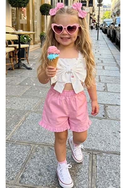 Tinypeople طقم شورت صيفي للبنات، طقم أطفال أنيق للعيد، طقم أطفال أنيق مع شورت...