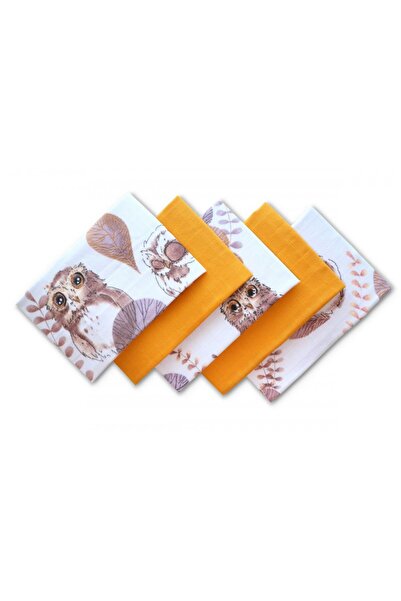 EgaKids Set 5 batistute din bumbac pentru copii 38x38 cm Owl