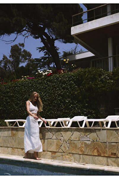 OXXO High Waist Long Skirt - WHITE