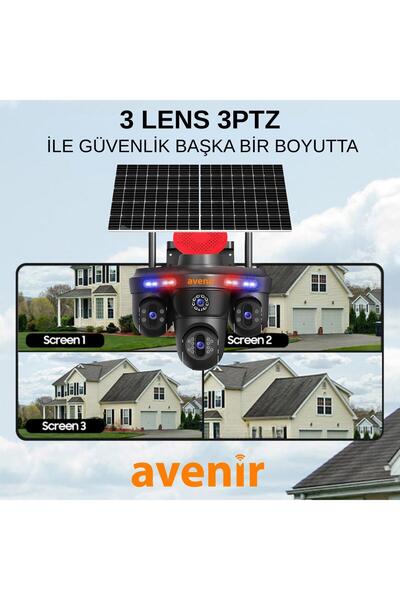 AVENİR AV-S439 3 Lens 3PTZ Güneş Enerjili Solar 4G Sim Kartlı Kamera