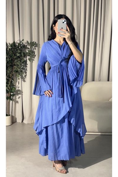 sacha Long Dress with 3 Colors Pleats