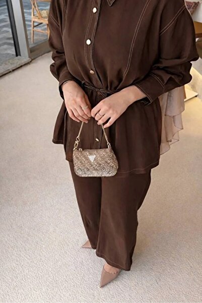 02Lady Fashion Σετ δύο τεμαχίων με πουκάμισο με κουμπιά, λεπτομέρεια ραφής κα...