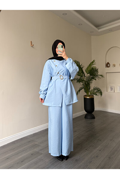 Esre Store 40718 - Σετ δύο τεμαχίων με λεπτομέρεια βολάν, μπλε