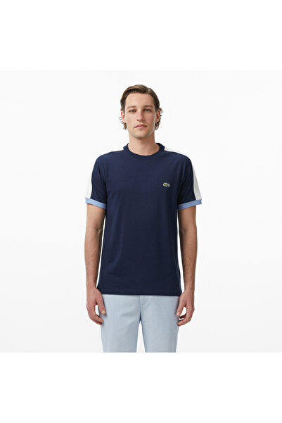 Lacoste Erkek Regular Fit Bisiklet Yaka Renk Bloklu Lacivert T-Shirt