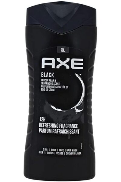 Axe Black 3-in-1 wash cleans body, face & hair with a fresh pear scent and lo...
