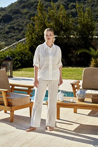 Cossy By Aqua Σετ πιτζάμες με γιακά πουκάμισου και κουμπιά μπροστά CossybyAqu...