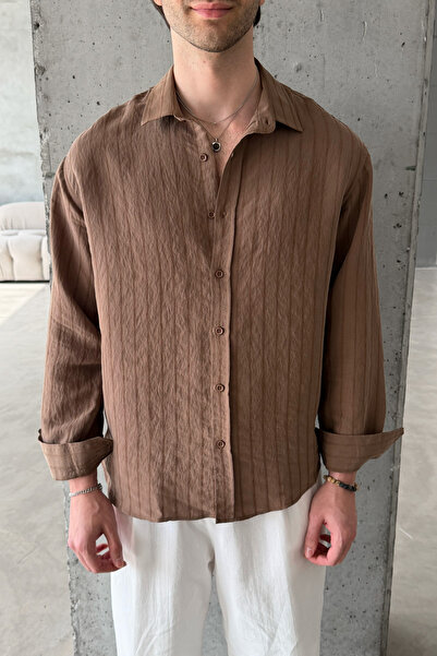 HYMAN Men's Oversize Striped Modal Shirt