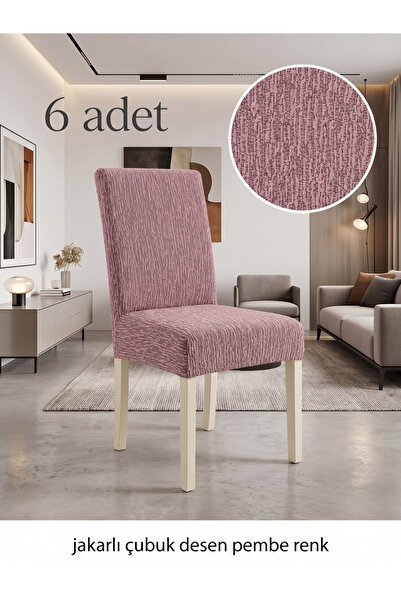 beyvetçe (6 ADET) jakarli çubuk DESEN LİKRALİ KUMAŞ Sandalye Örtüsü, Lastikli...