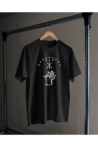 Hediyenza Μπλουζάκι με στάμπα με σημαία των Τσερκίσων της Αντίτζε, μαύρο, uni...