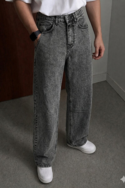 Tarz Cool Men's Wide Leg Jean Pants Relaxed Fit Denim