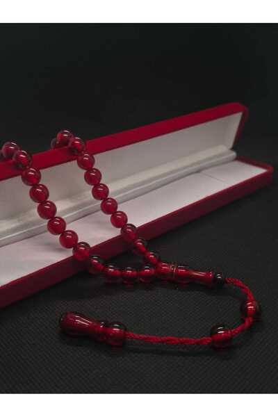 sarıyer silver Crimped Amber Natural Stone Sphere Round Cut 33 Stone System with Habber Stone Braided Tassel Prayer Beads Men's Accessory
