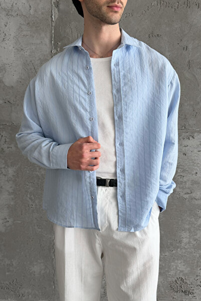 HYMAN Men's Oversize Striped Modal Shirt