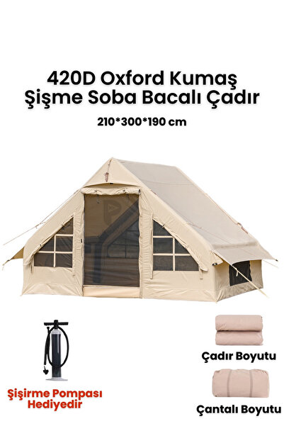 ozbience 6 Kişilik Su Geçirmez 4 Mevsim Şişme Kamp Çadırı, Hafif ve Dayanıklı