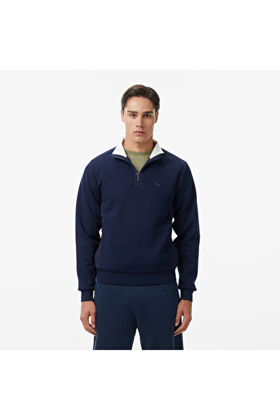 Lacoste Erkek Classic Fit Yarım Fermuarlı Lacivert Sweatshirt