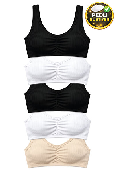 biyokids Kız Çocuk Büstiyer Geniş Askılı 5'li Paket Pedli