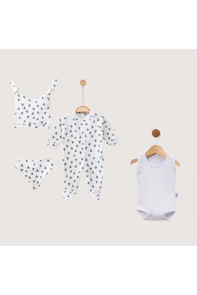 jijek baby kids Unisex Baby Hospital Release Set of 4 Newborn Set - White - 0-3 Months
