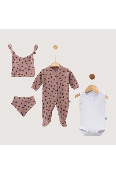 jijek baby kids Unisex Baby Hospital Release Set of 4 Newborn Set - Brown - 0...