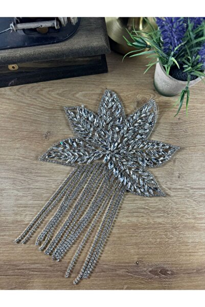 jasmina store Crystal Stone Flower Applique with Hanging Elements