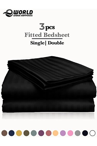 Generic طقم ملاءات سرير من الألياف الدقيقة مكون من 3 قطع مع أغطية وسائد - ناع...