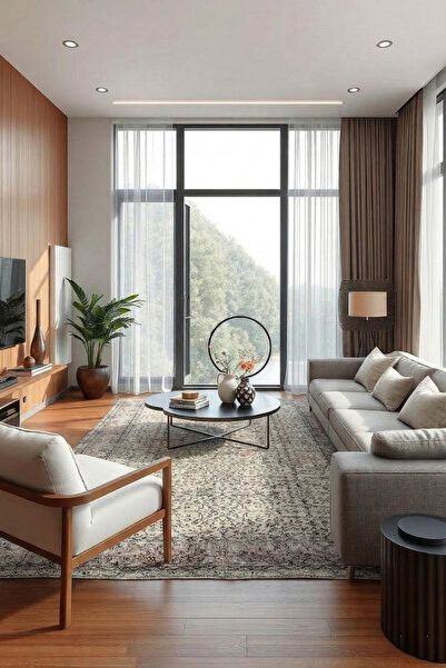 Loop Rugs Krem Rengi El Dokuması Vintage Salon Halısı - Serpme Uşak Desenli -...