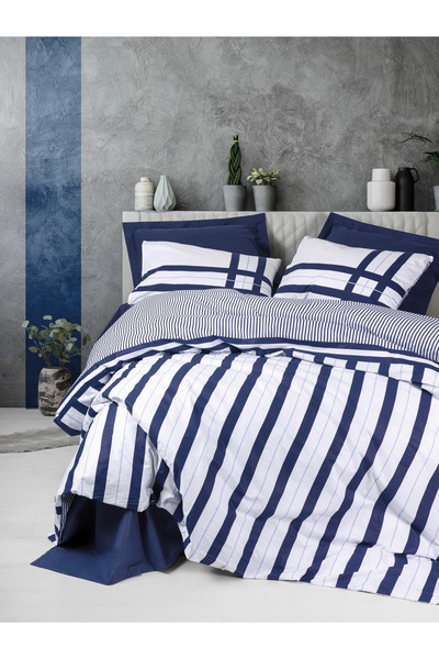 Cotton Box Modeline Ranforce Single Duvet Cover Set Nifty Navy Blue