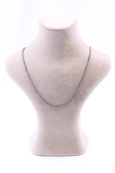 SAURACHI Terahertz Stone Necklace Natural Stone Faceted Cut 2-3 mm