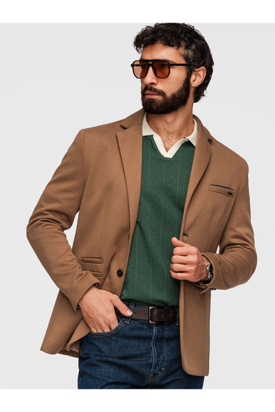 OMBRE Ανδρικό Σακάκι Στενή Γραμμή M170 Ανοιχτό καφέ