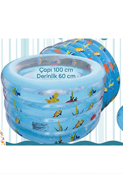 e-vitrin Mavi 100 cm Şişme Bebek Havuzu - 60 cm Derinlikli Çocuk Deniz Havuzu...