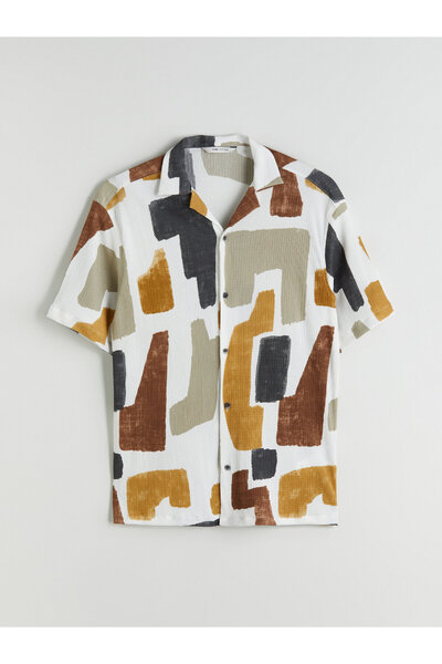 LC Waikiki Regular Fit Resort Collar Short Sleeve Patterned Viscose Men's Shirt