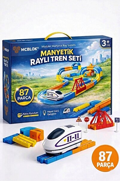 McBlok Manyetik Raylı Tren Seti - 87 Parça