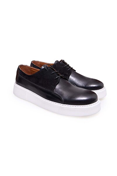 FRANCO CALVANI Black Color Lace-Up Genuine Leather Men's Shoes
