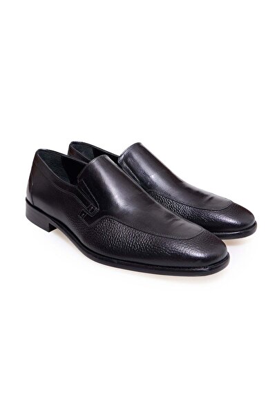 FRANCO CALVANI Black Color Laceless Genuine Leather Leather Sole Men's Shoes