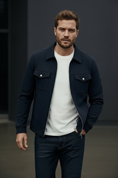 Sarar Μπουφάν φούτερ με φερμουάρ και τσέπες, σε σκούρο μπλε χρώμα, τύπου Inte...