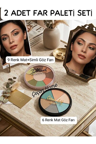 ÇEÇEN HOME (2Pcs) Multi-Color Eyeshadow Palette Set, 9 Colors Matte and Glitt...