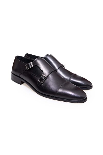 FRANCO CALVANI Black Color Laceless Genuine Leather Leather Sole Men's Shoes