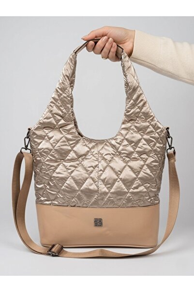 FEMME Γυναικεία τσάντα ώμου και χιαστί Dolly Quilted Gold – Κομψό σχέδιο με α...