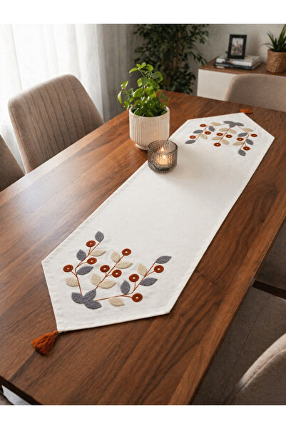 Livera Home Modern Punch Nakışlı Lüks Masa Runner & Amerikan Servisi