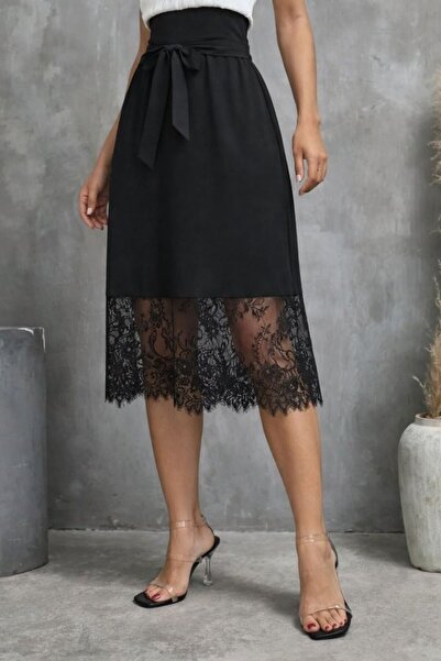 Wear Up Γυναικείο φόρεμα μίντι από βισκόζη με δαντέλα και λαιμόκοψη V