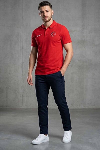 Nike Türkiye Milli Takım Erkek Polo Yaka Beyaz/Siyah Erkek Tişört - Milli Tak...